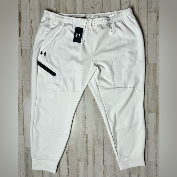 Under Armour Unstoppable Fleece Joggers 3XL White Stretch Wicking Drawcord NWT - Picture 2 of 10